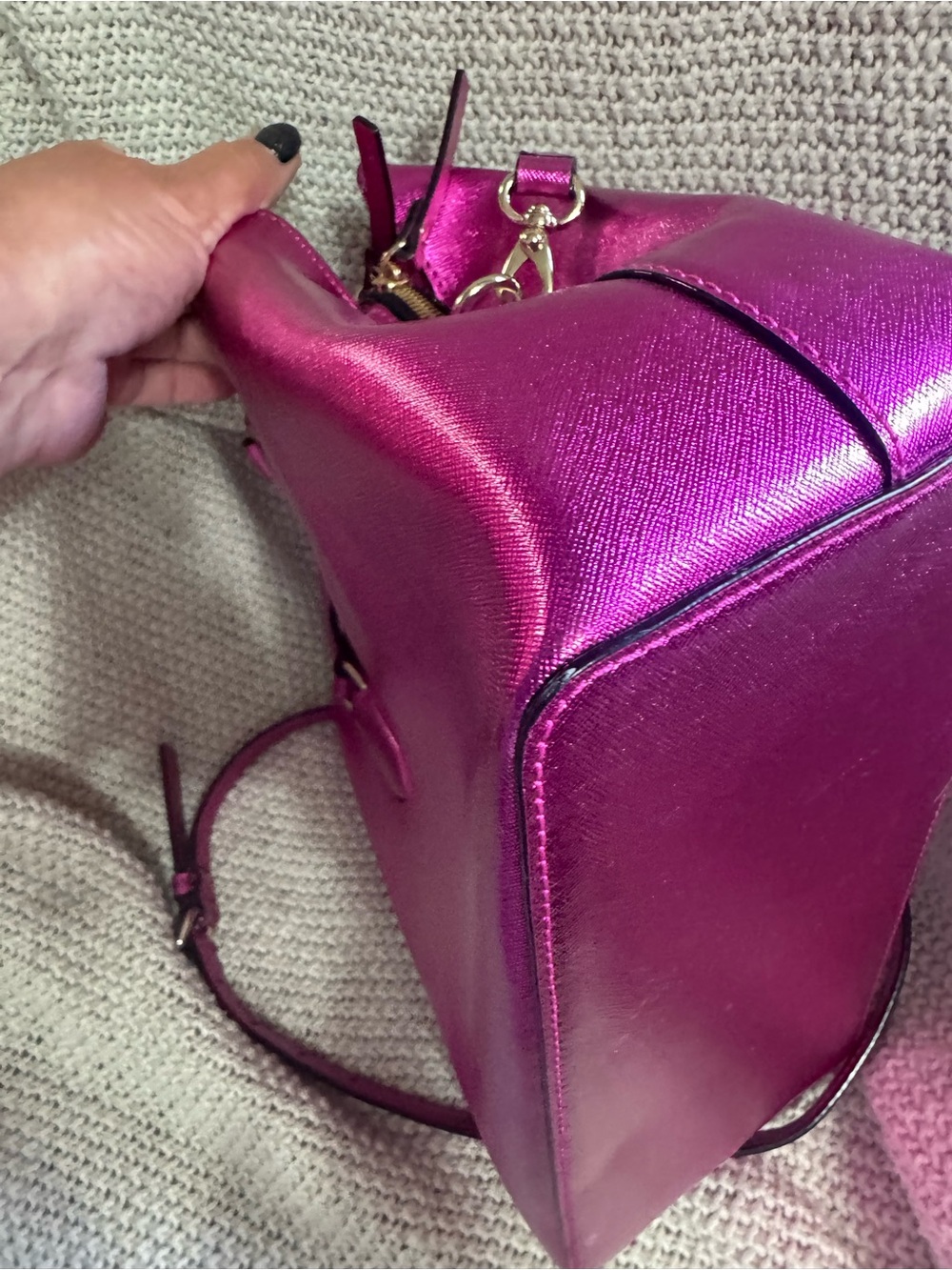 kate spade Metallic Fuchsia Satchel with Detachable Strap - Picture 3 of 11